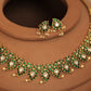 MDN196- White Colour Gold Plated Jadau Kundan Temple Long Necklace Set (Mango Mala)