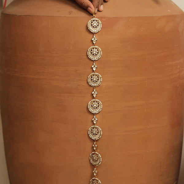 MDBR349- White Colour Gold Plated Jadau Kundan Braid