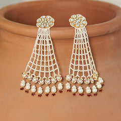 MDE372- White Colour Gold Plated Jadau Kundan Dangler Earrings