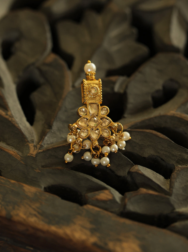 Multi Colour Gold Plated Jadau Kundan Juda Pin