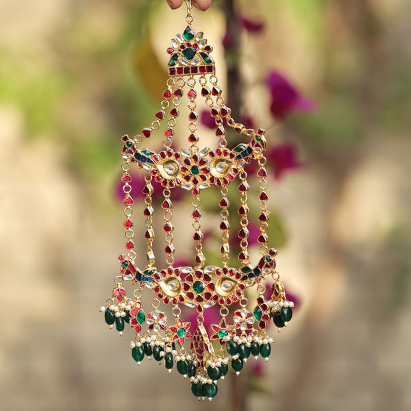MDH345- White Colour Gold Plated Jadau Kundan Passa