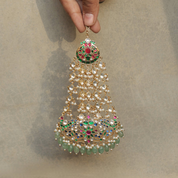MDH346- Multi Colour Gold Plated Jadau Kundan Passa