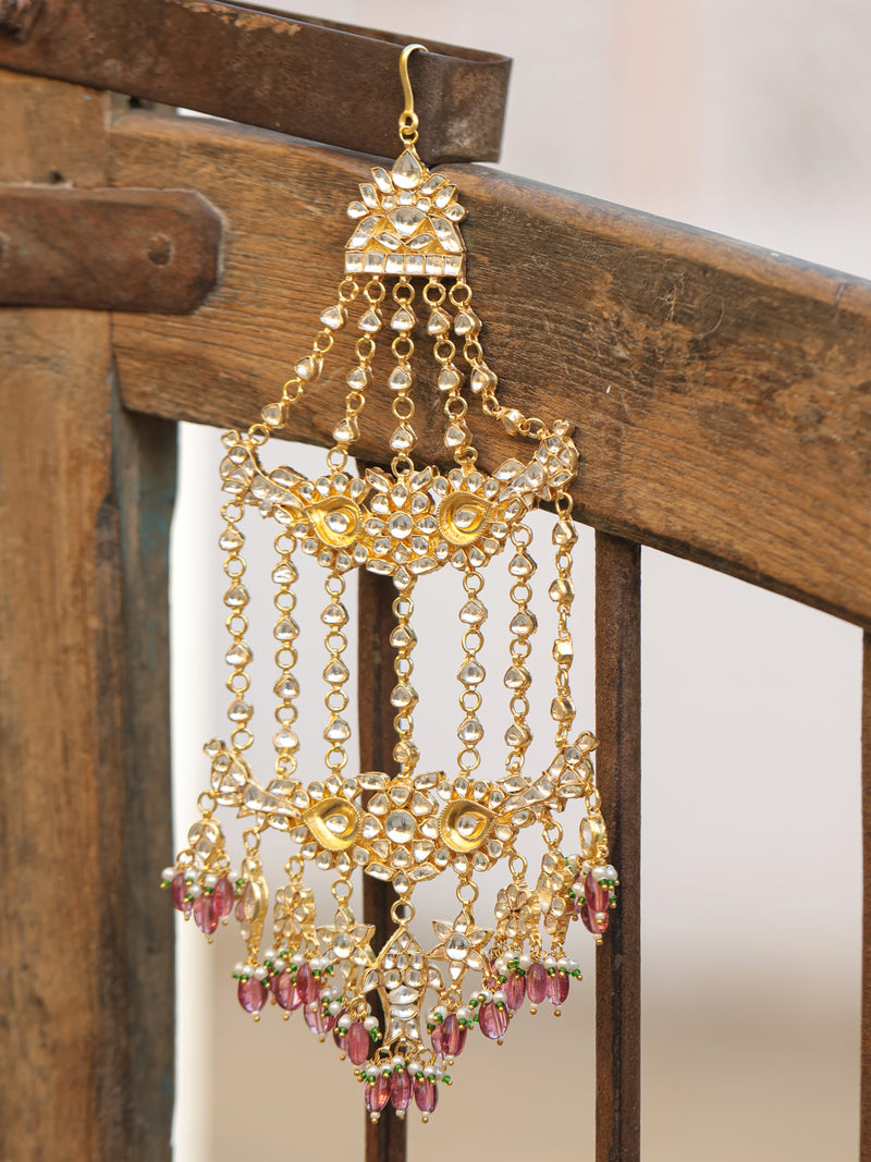 White Colour Gold Plated Jadau Kundan Passa