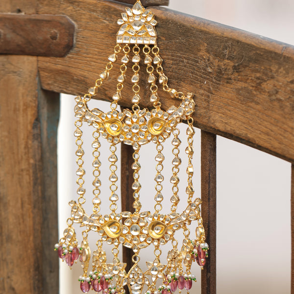 MDH345- White Colour Gold Plated Jadau Kundan Passa