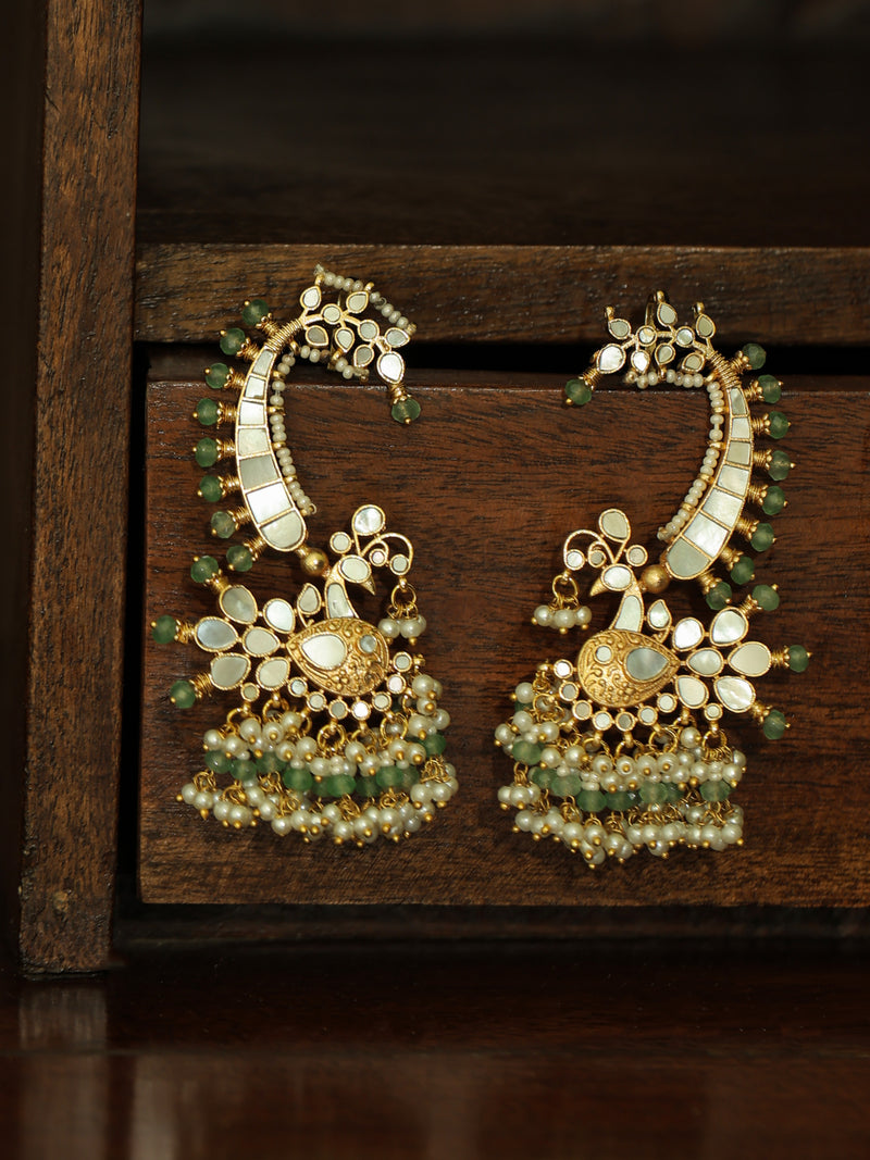 Multi Colour Gold Plated Jadau Kundan Earcuffs