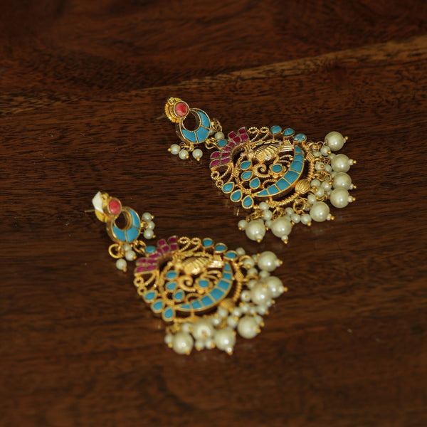 MDE374- Multi Colour Gold Plated Jadau Kundan Chandbali