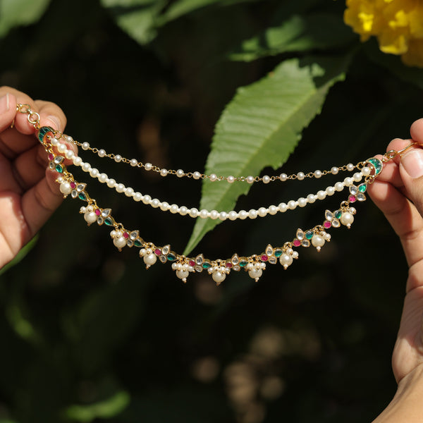 MDE380- Multi Colour Gold Plated Jadau Kundan Kanchain