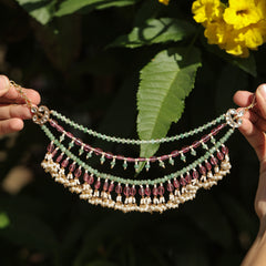 MDE381- Multi Colour Gold Plated Jadau Kundan Kanchain