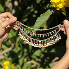 MDE381- Multi Colour Gold Plated Jadau Kundan Kanchain