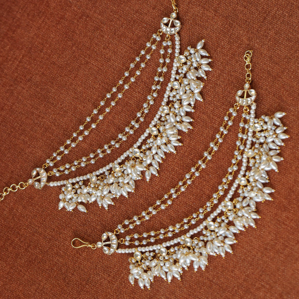 MDE387- White Colour Gold Plated Jadau Kundan Kanchain