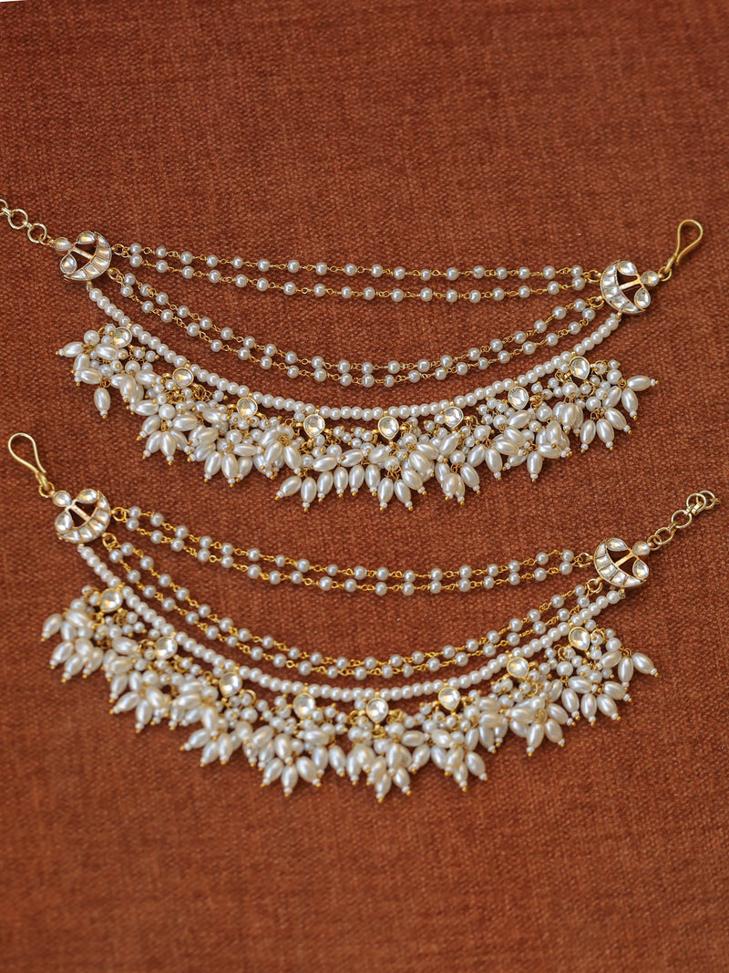 White Colour Gold Plated Jadau Kundan Kanchain