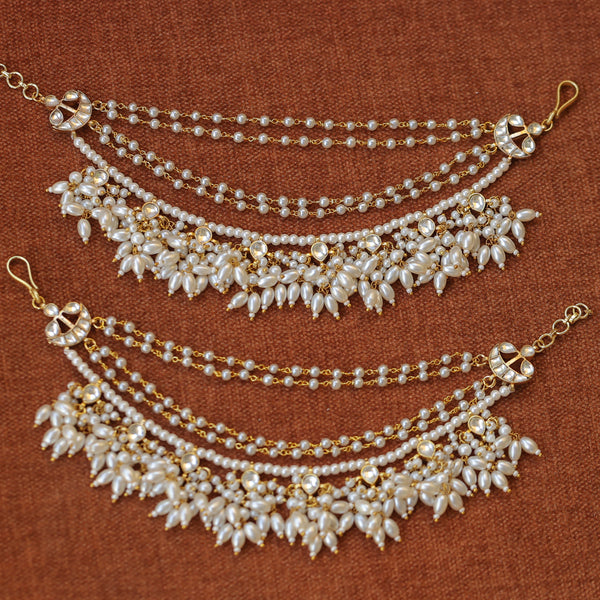 MDE387- White Colour Gold Plated Jadau Kundan Kanchain