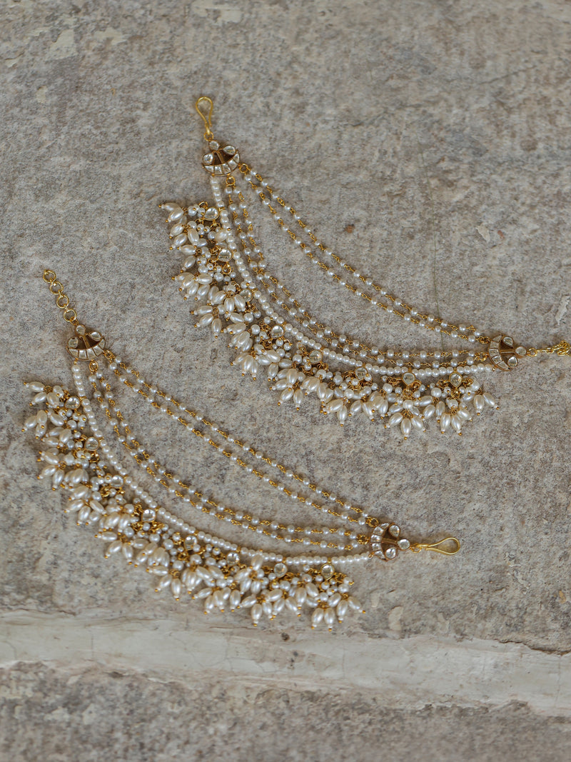 White Colour Gold Plated Jadau Kundan Kanchain