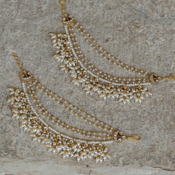 MDE387- White Colour Gold Plated Jadau Kundan Kanchain