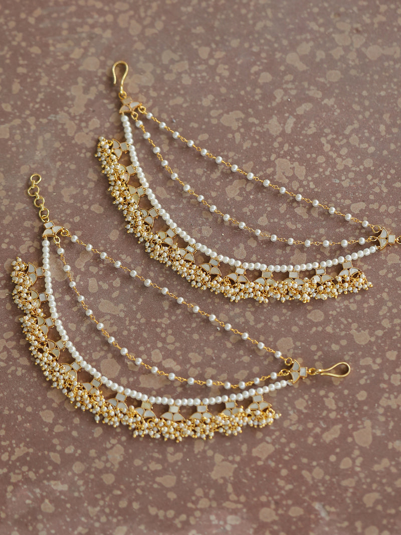 White Colour Gold Plated Mother of Pearl Kanchain