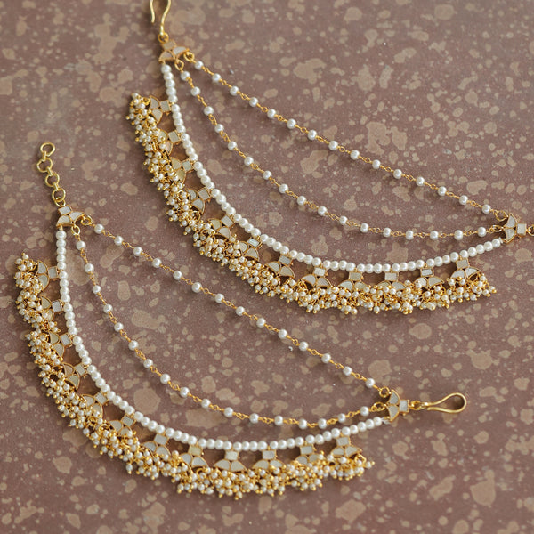 MDE388- White Colour Gold Plated Mother of Pearl Kanchain
