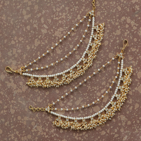 MDE388- White Colour Gold Plated Mother of Pearl Kanchain