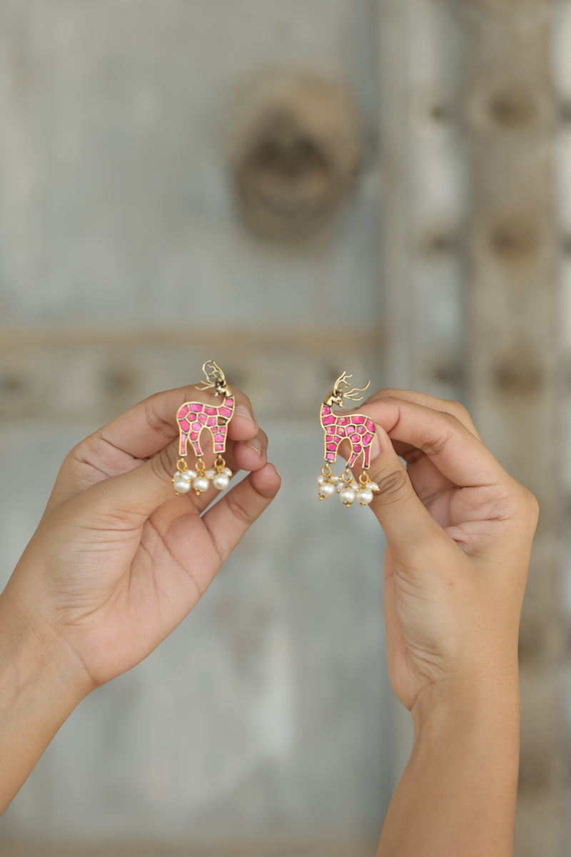 Multi Colour Gold Plated Jadau Kundan Temple Necklace Set