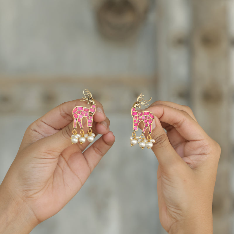 MDN258- Multi Colour Gold Plated Jadau Kundan Temple Necklace Set
