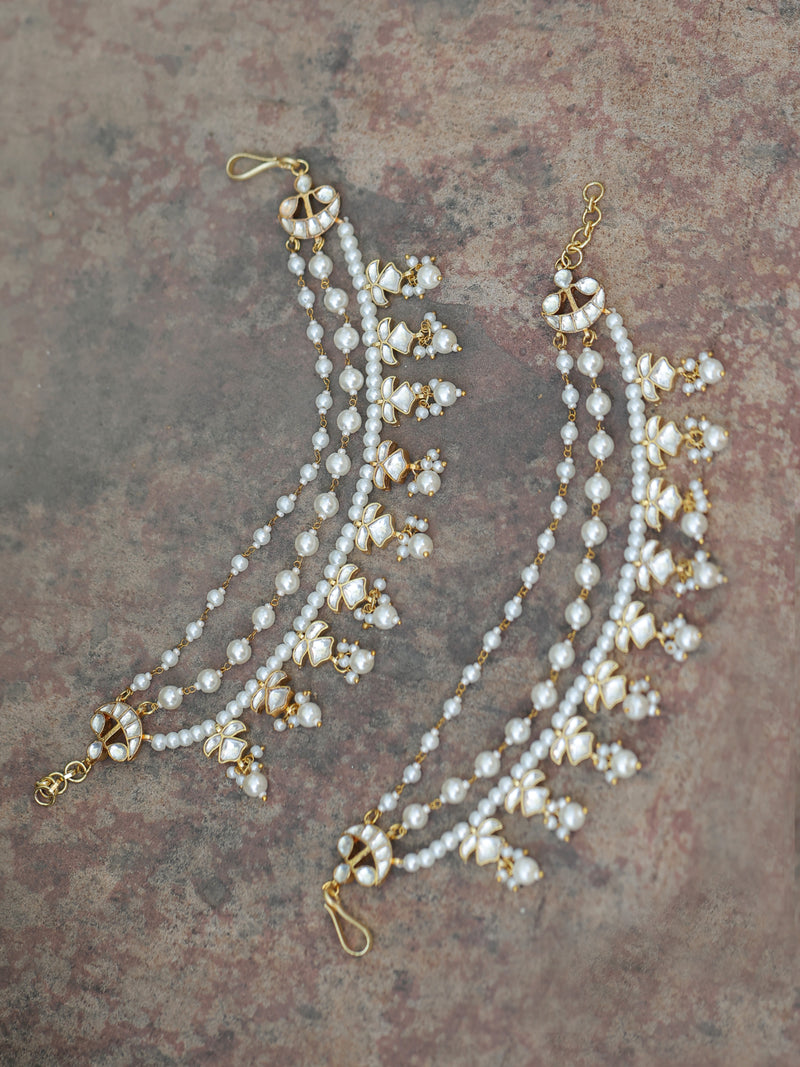 White Colour Gold Plated Jadau Kundan Kanchain