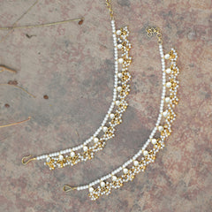 MDE385- White Colour Gold Plated Jadau Kundan Kanchain