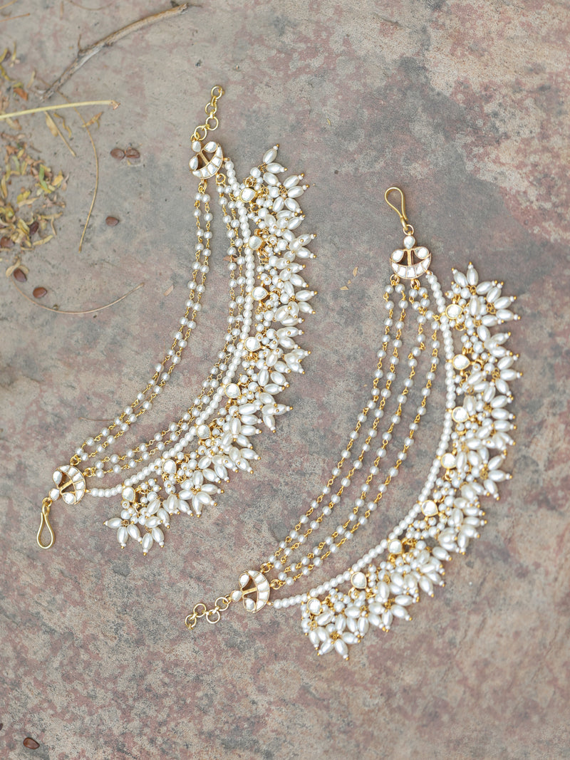 White Colour Gold Plated Jadau Kundan Kanchain