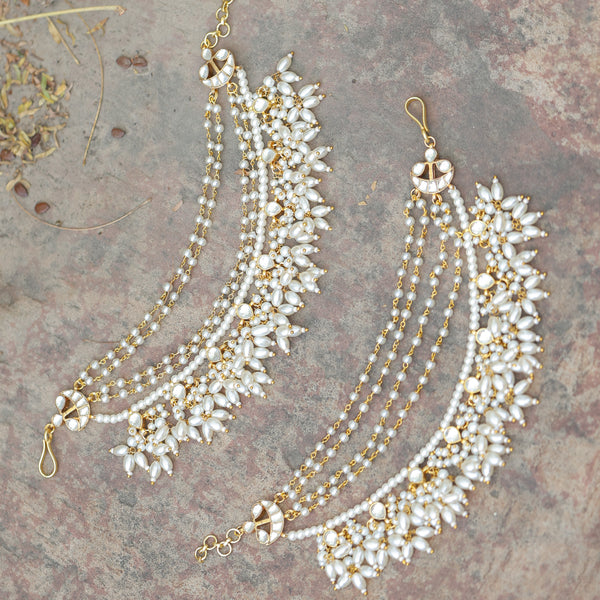 MDE387- White Colour Gold Plated Jadau Kundan Kanchain