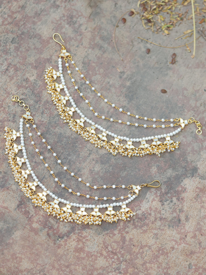 White Colour Gold Plated Mother of Pearl Kanchain