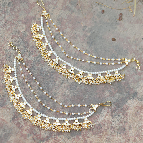 MDE388- White Colour Gold Plated Mother of Pearl Kanchain