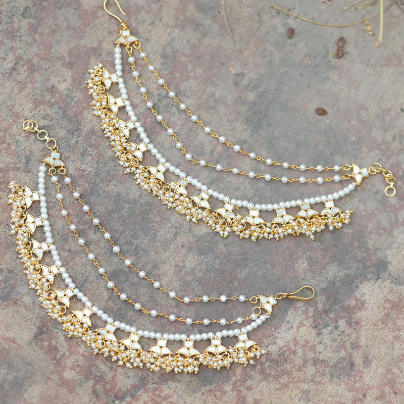 MDE388- White Colour Gold Plated Mother of Pearl Kanchain