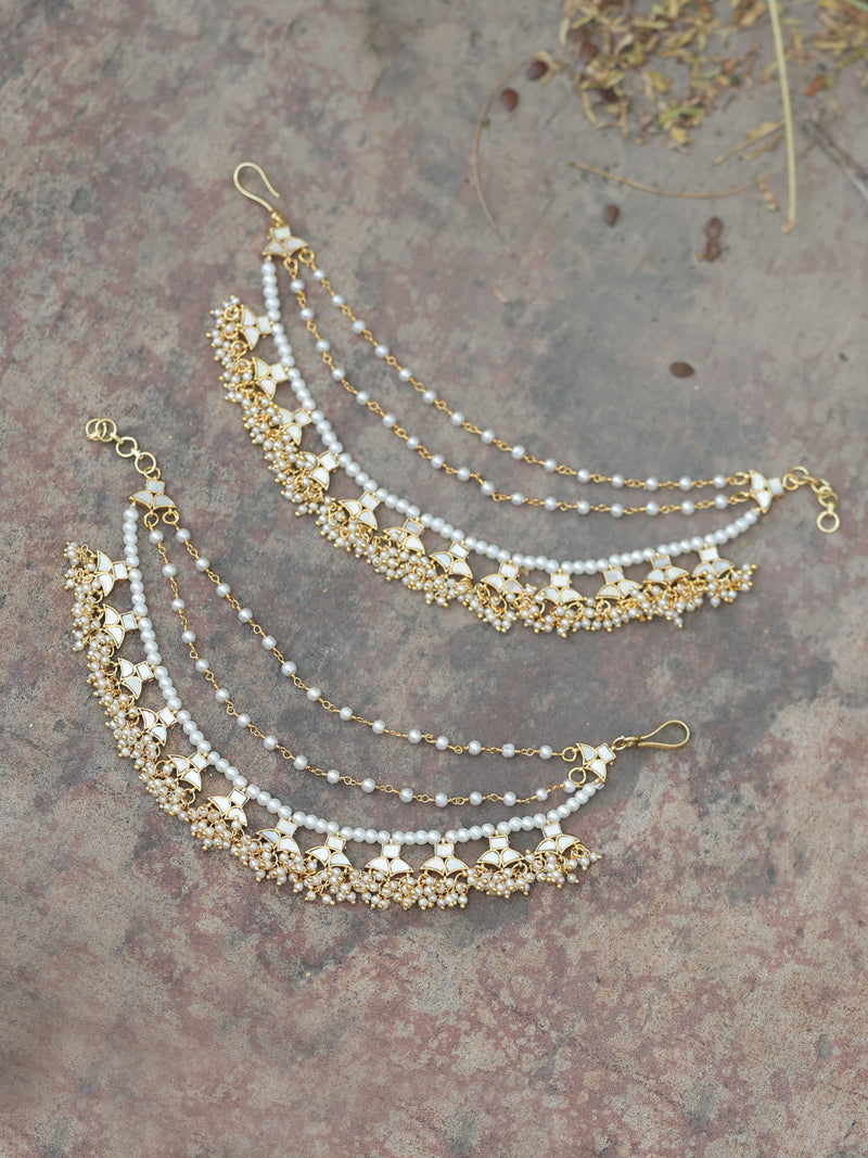 White Colour Gold Plated Mother of Pearl Kanchain