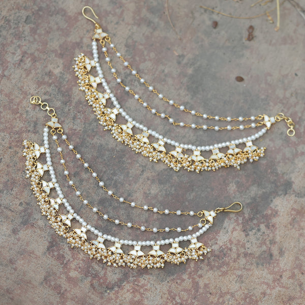 MDE388- White Colour Gold Plated Mother of Pearl Kanchain