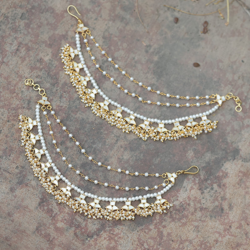 MDE388- White Colour Gold Plated Mother of Pearl Kanchain