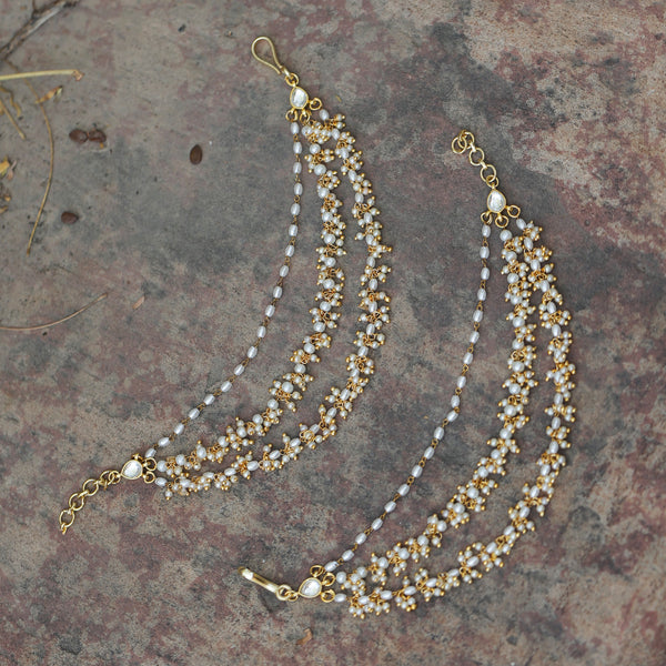 MDE390- White Colour Gold Plated Jadau Kundan Kanchain