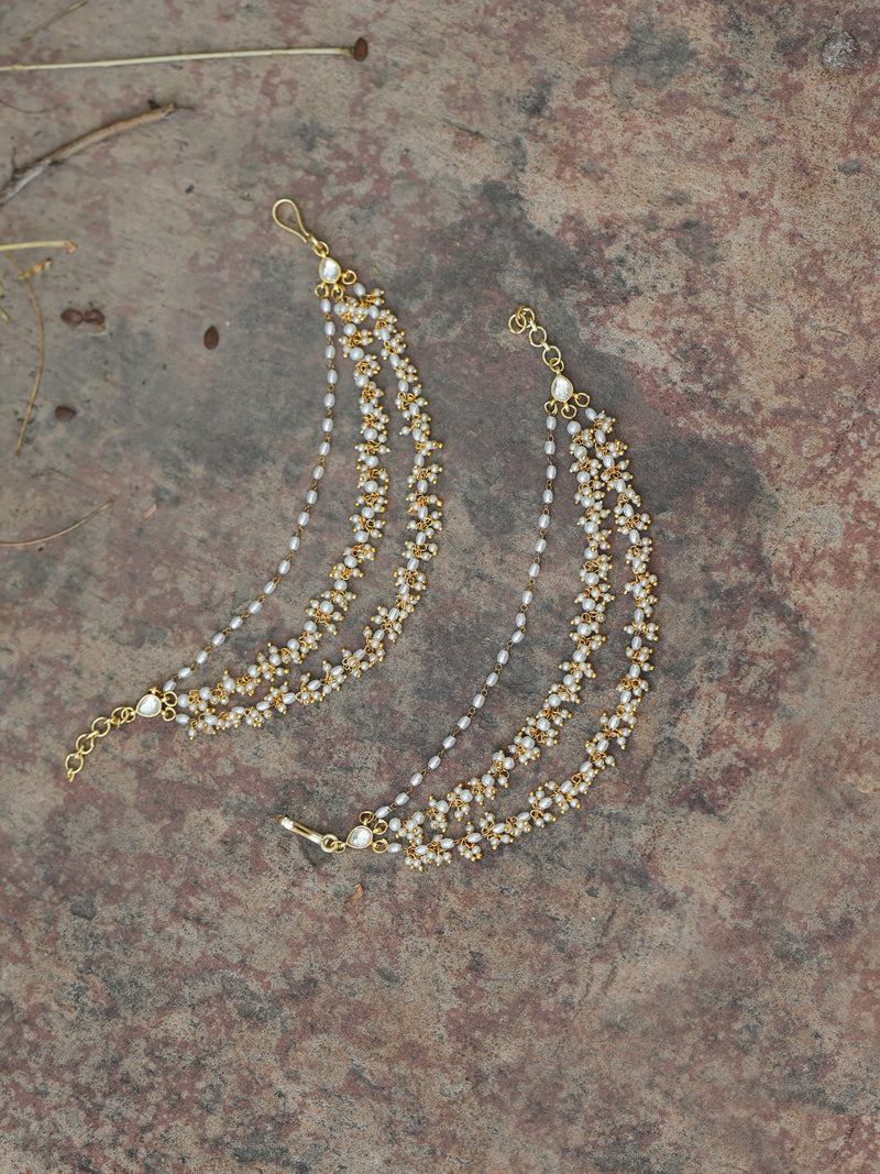 White Colour Gold Plated Jadau Kundan Kanchain