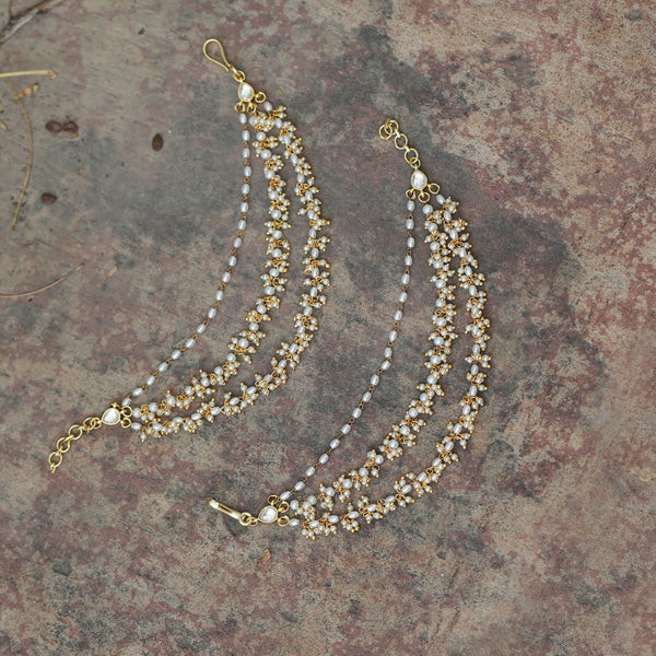 MDE390- White Colour Gold Plated Jadau Kundan Kanchain