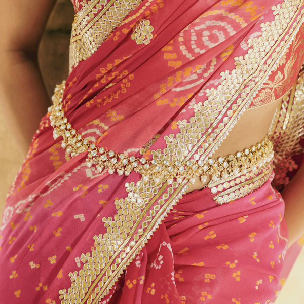 MDWB396- White Colour Gold Plated Jadau Kundan Waistbelt