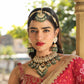 MDN406- White and Green Colour Gold Plated Jadau Kundan Necklace Set