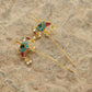 MDE322- Multi Colour Gold Plated Jadau Kundan Temple Bird Motif Earrings