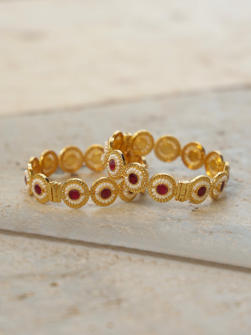 White Colour Gold Plated Jadau Kundan Bangle