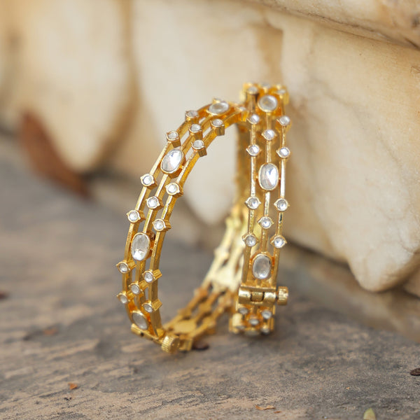 MDB364- Multi Colour Gold Plated Jadau Kundan Bangle