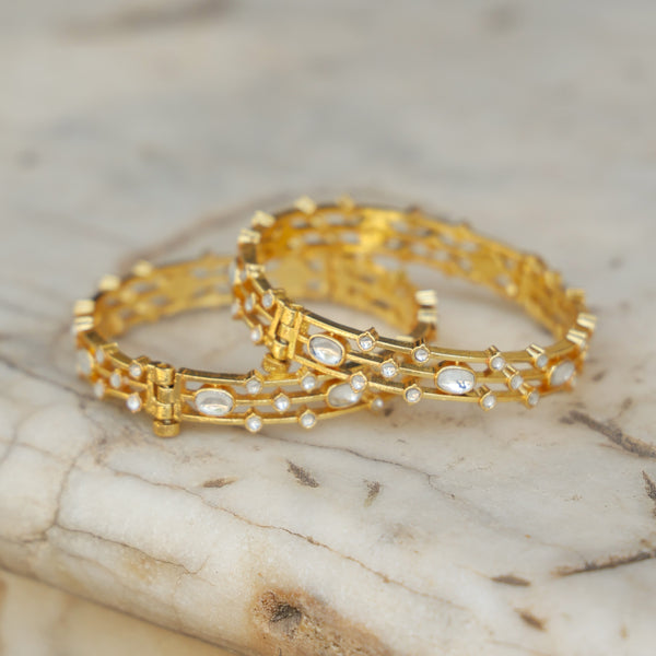 MDB364- Multi Colour Gold Plated Jadau Kundan Bangle