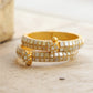 MDB242- Multi Colour Gold Plated Jadau Kundan Temple Bangle