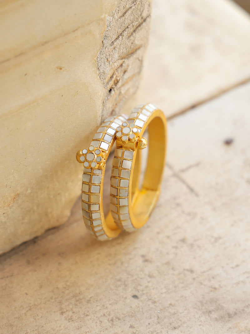 Multi Colour Gold Plated Jadau Kundan Temple Bangle