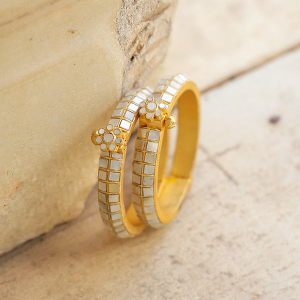 MDB242- Multi Colour Gold Plated Jadau Kundan Temple Bangle