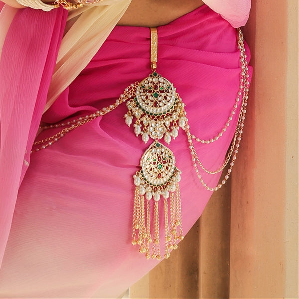 MDS393- Multi Colour Gold Plated Jadau Kundan Satka