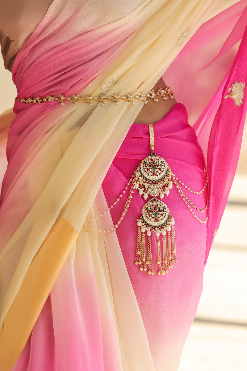 Multi Colour Gold Plated Jadau Kundan Satka