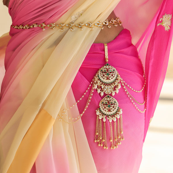 MDS393- Multi Colour Gold Plated Jadau Kundan Satka