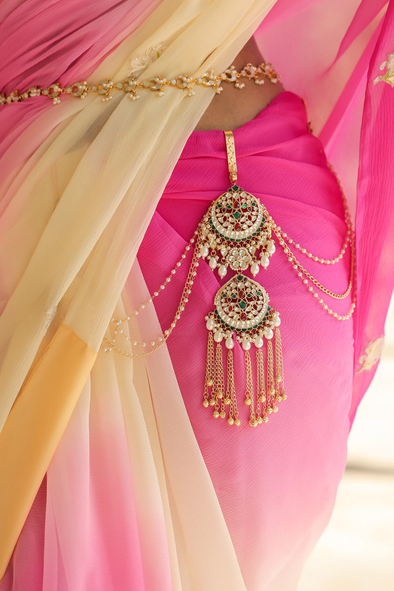 Multi Colour Gold Plated Jadau Kundan Satka