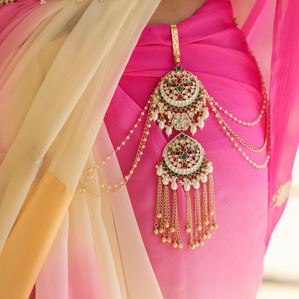 MDS393- Multi Colour Gold Plated Jadau Kundan Satka
